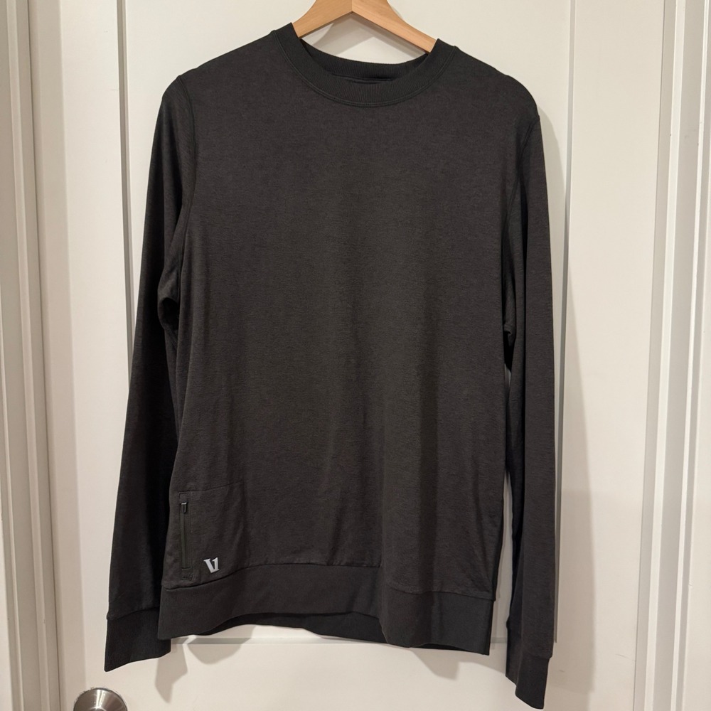 Vuori Ponto Performance Crewneck Mens Large Charcoal Heather DreamKnit Pullover
